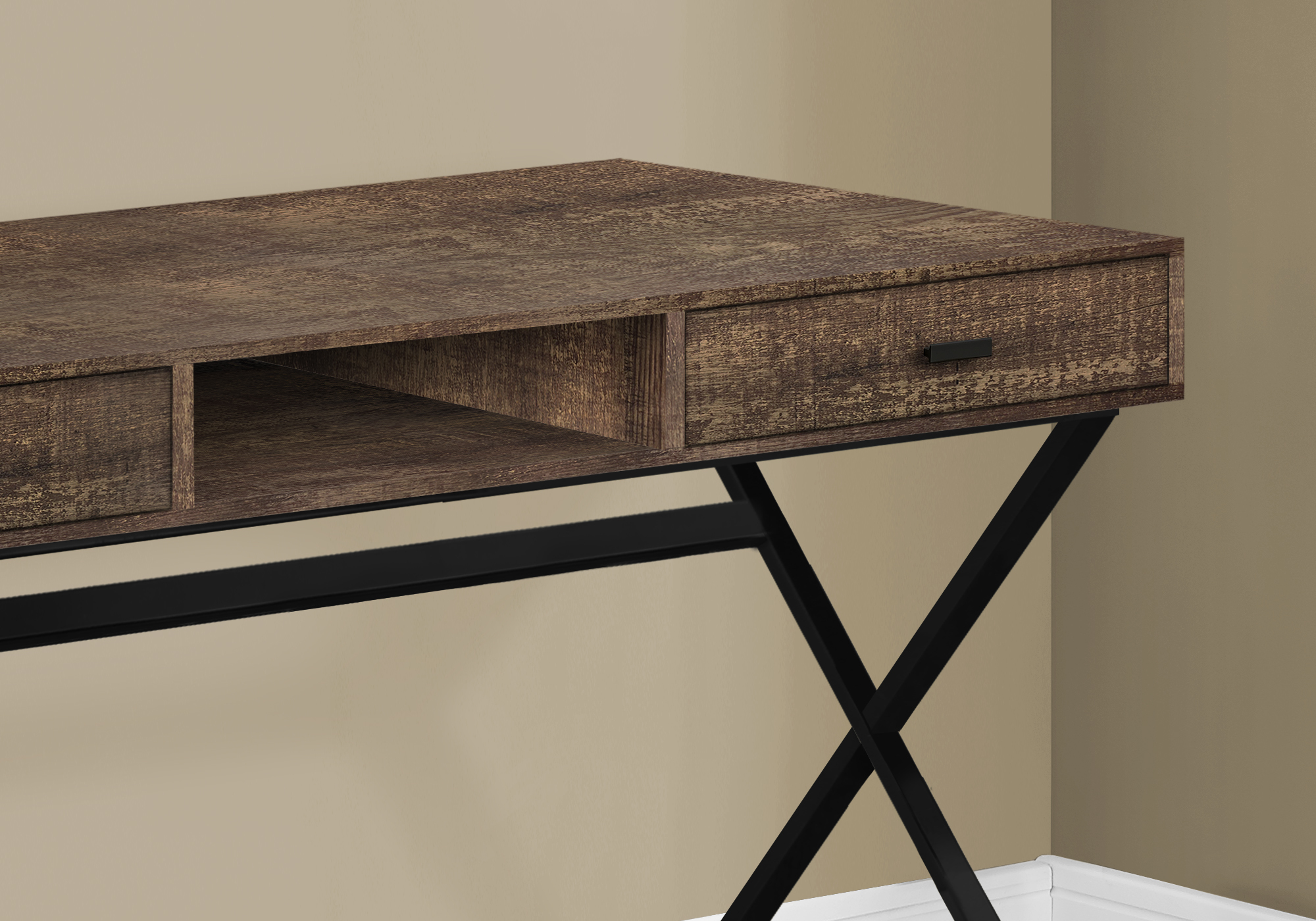 Computer Desk - 48"L / Contemporary  Reclaimed Wood Look /  Metal